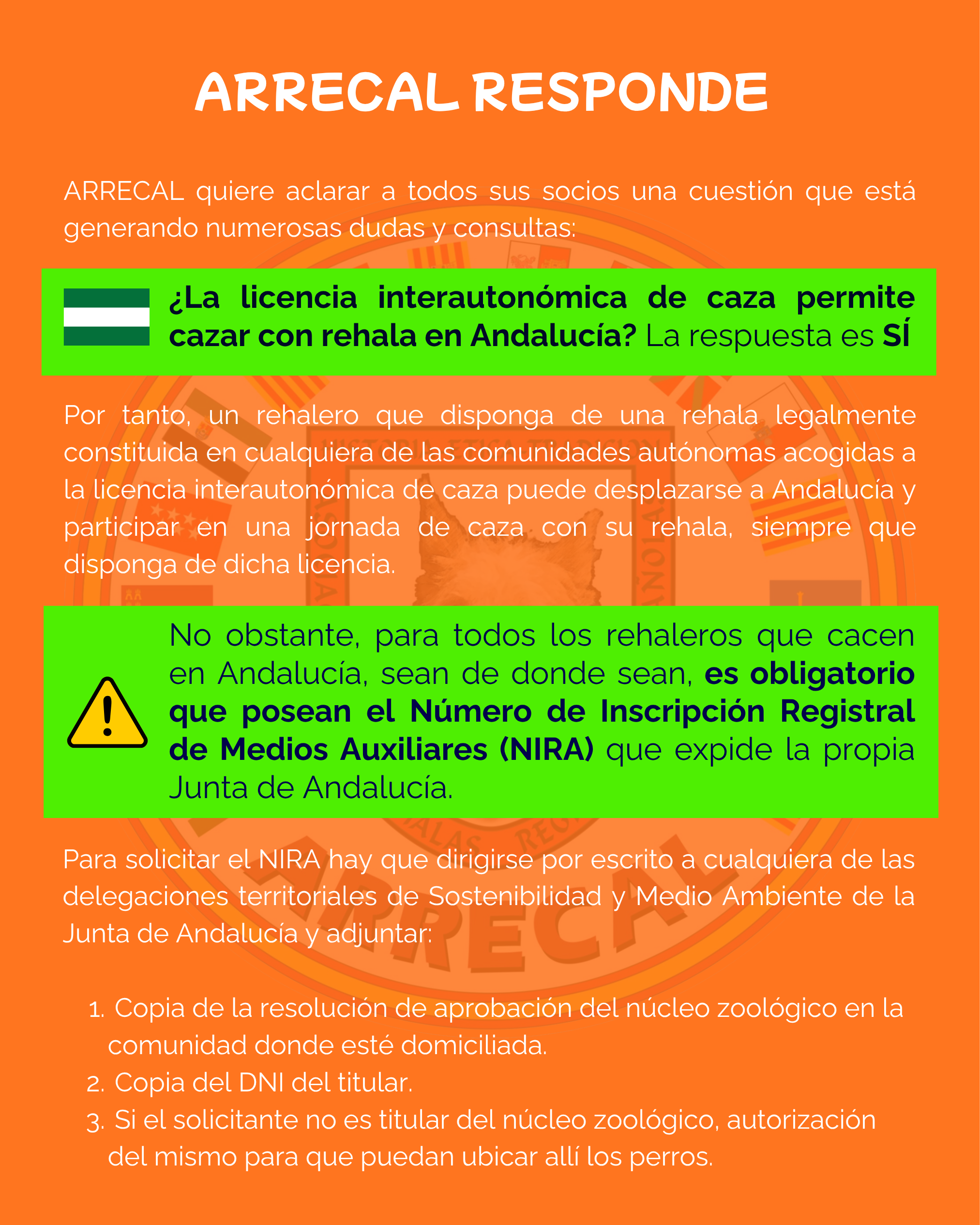 ARRECAL responde: Licencia interautonómica de caza en Andalucía